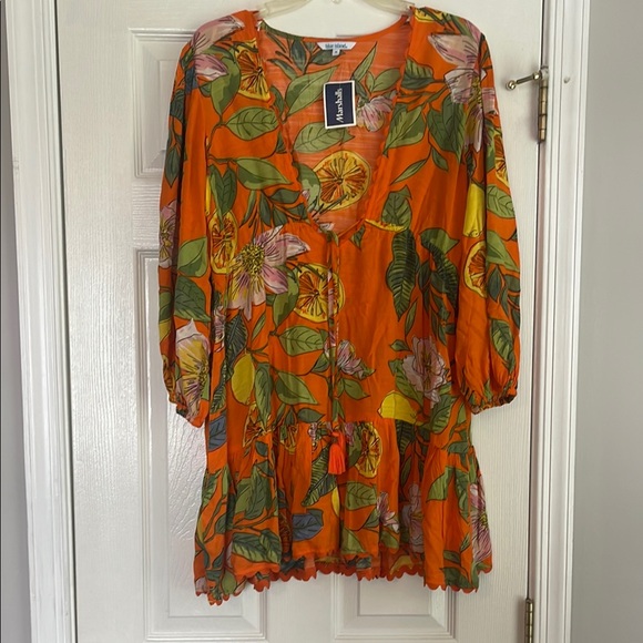 Anthropologie Other - Blue Island Floral Orange and Green Swimsuit Coverup